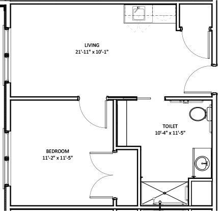 One Bedroom Standard Suite floorplan